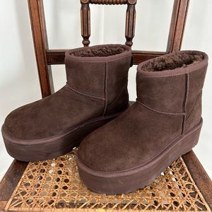 UGG Chocolate Suede Platform Boots
